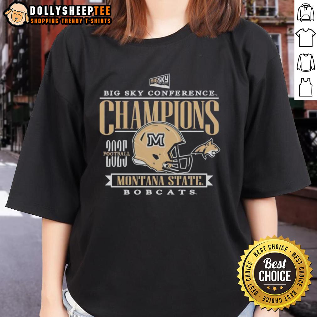 Awesome Montana State Bobcats 2025 Big Sky Conference Football Champions Helmet T-Shirt - Image 3