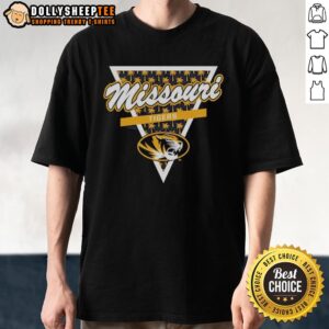 Hot Missouri Tigers Football Palm Tree Pattern Inside A Triangle Logo T-Shirt