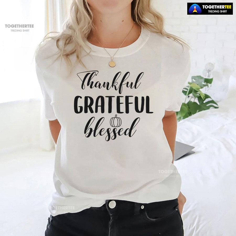 Thankful Grateful Blessed Thanksgiving Vibes T-Shirt - Image 3