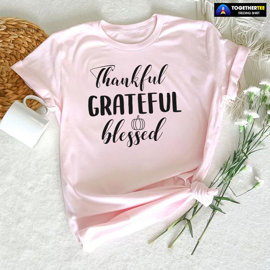 Thankful Grateful Blessed Thanksgiving Vibes T-Shirt - Image 5