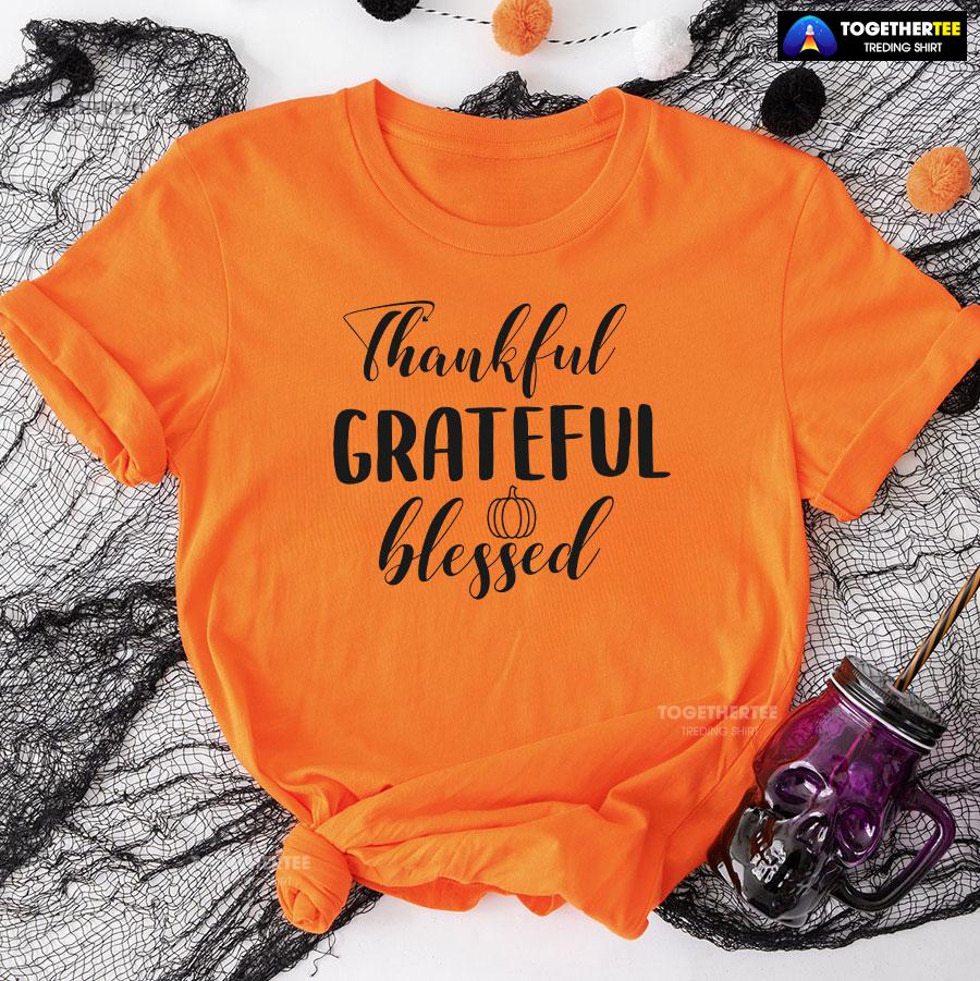 Thankful Grateful Blessed Thanksgiving Vibes T-Shirt - Image 9