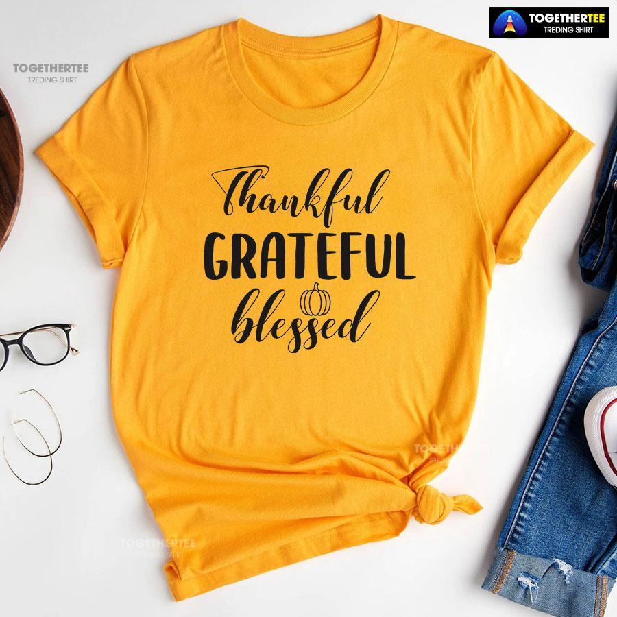 Thankful Grateful Blessed Thanksgiving Vibes T-Shirt - Image 10
