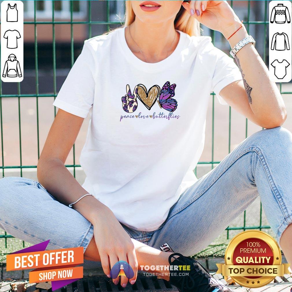 Cute Peace Love Butterflies Shirt - Image 2