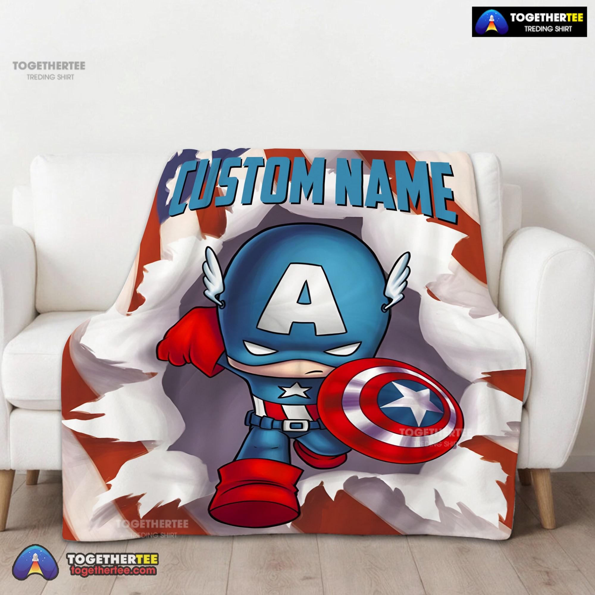Official Superhero Marvel Avenger Chibi Captain America Blanket Fleece Customized Blanket - Image 2