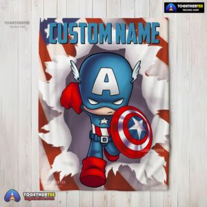 Official Superhero Marvel Avenger Chibi Captain America Blanket Fleece Customized Blanket