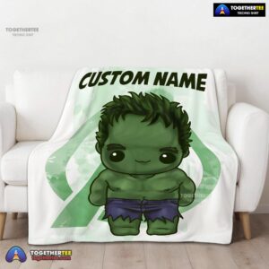 Alternative view of Official Superhero Marvel Avenger Chibi Hulk Blanket Fleece Customized Blanket