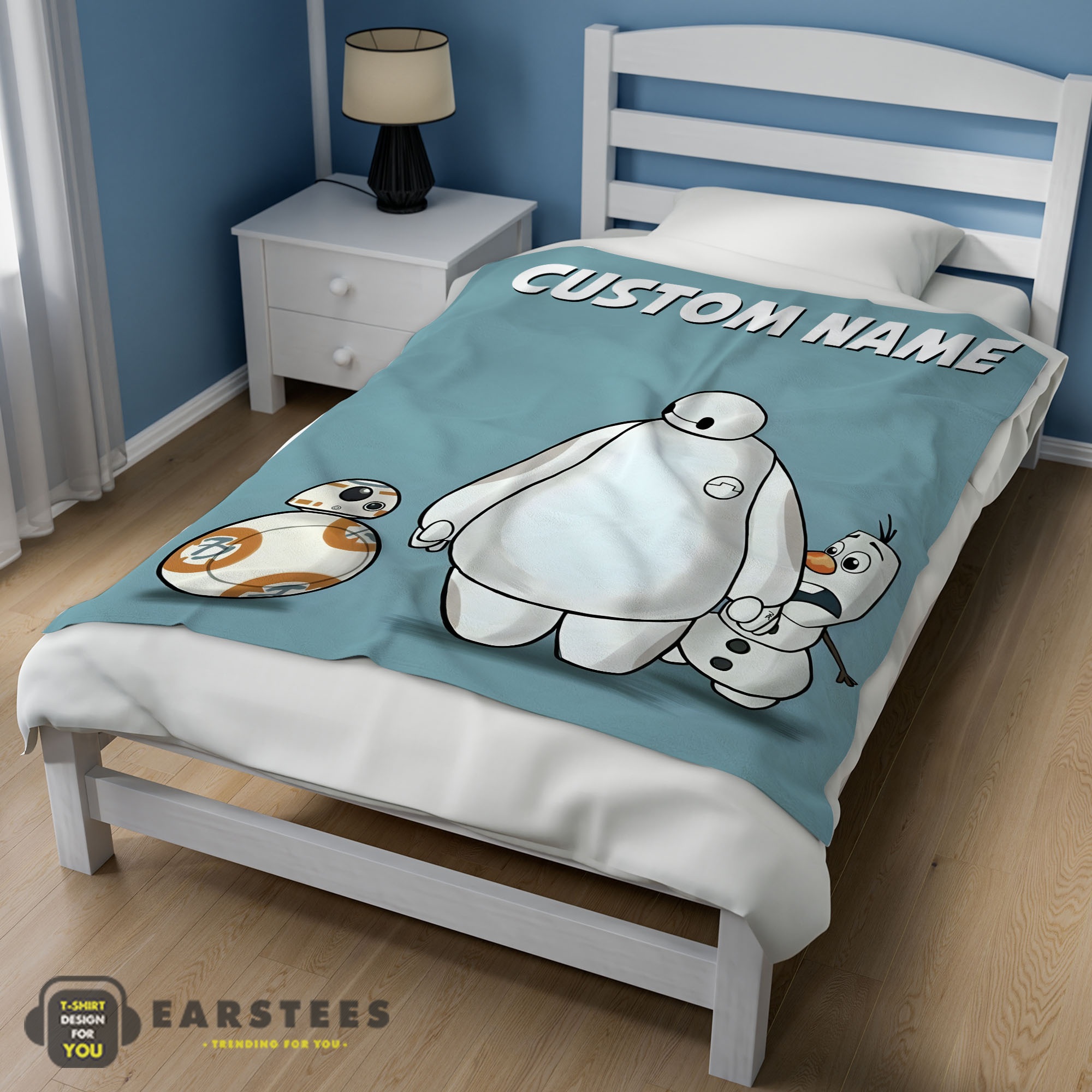 Good Disney Cartoon Big Hero 6 Baymax With Friends Blanket Fleece Customized Blanket - Image 3