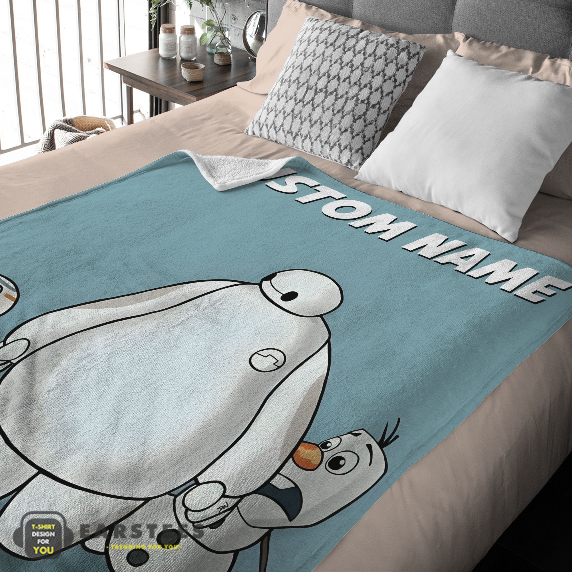 Good Disney Cartoon Big Hero 6 Baymax With Friends Blanket Fleece Customized Blanket - Image 2