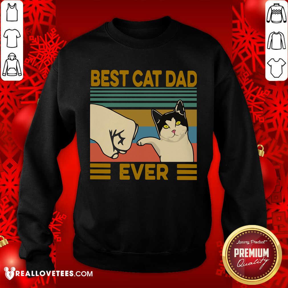 High Quality Best Cat Dad Ever Vintage Shirt - Image 3