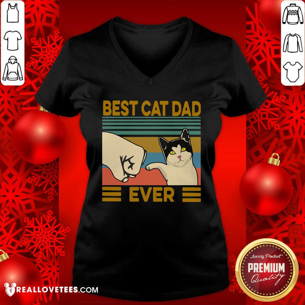 High Quality Best Cat Dad Ever Vintage Shirt - Image 5