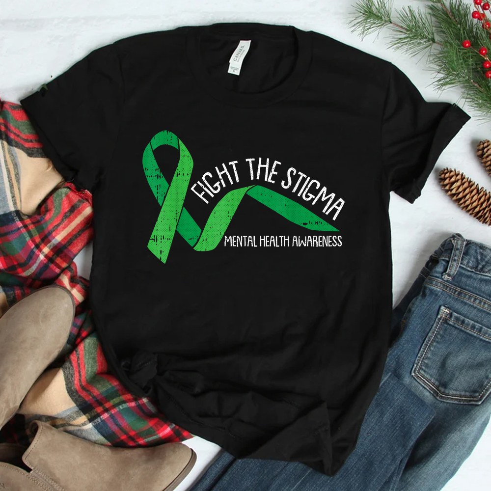 Fight The Stigma Mental Health Awareness Green Ribbon Shirt