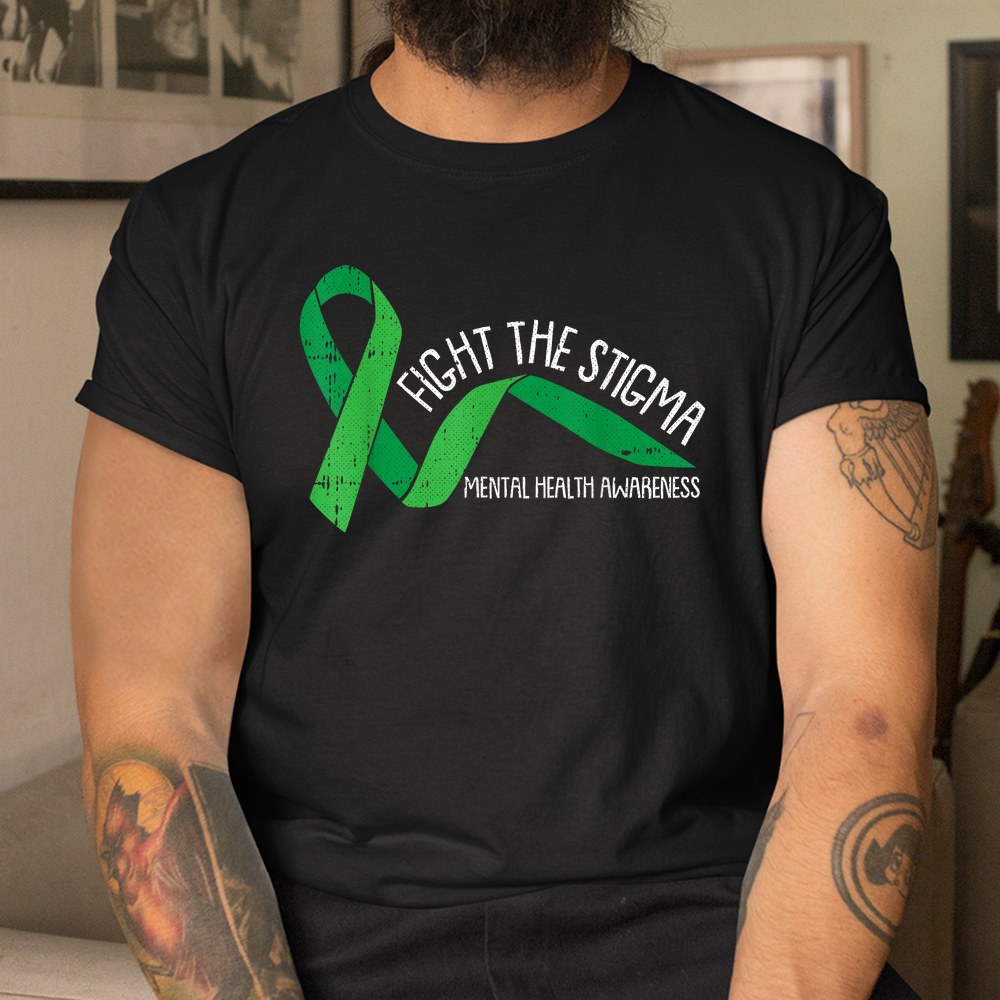 Fight The Stigma Mental Health Awareness Green Ribbon Shirt - Image 3