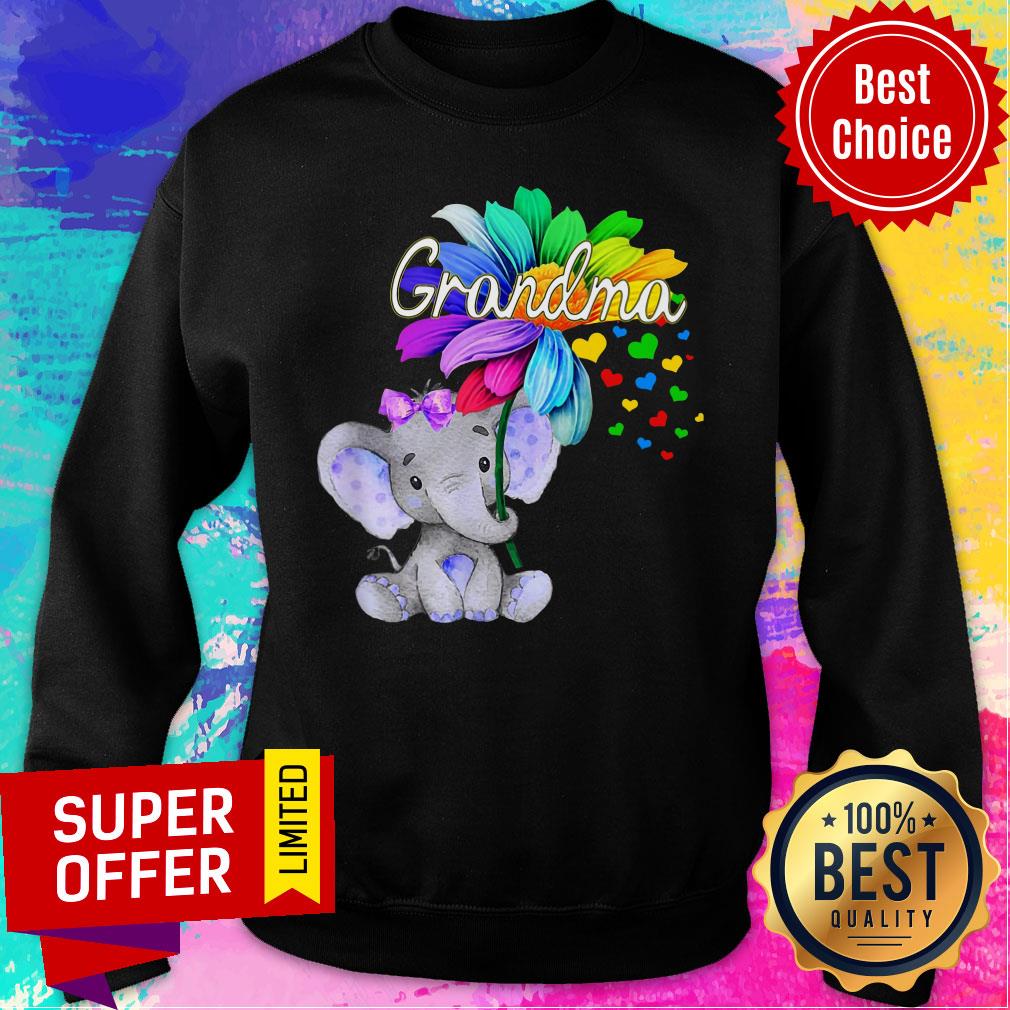 Elephant Grandma Flower Cute Heart Shirt - Image 5