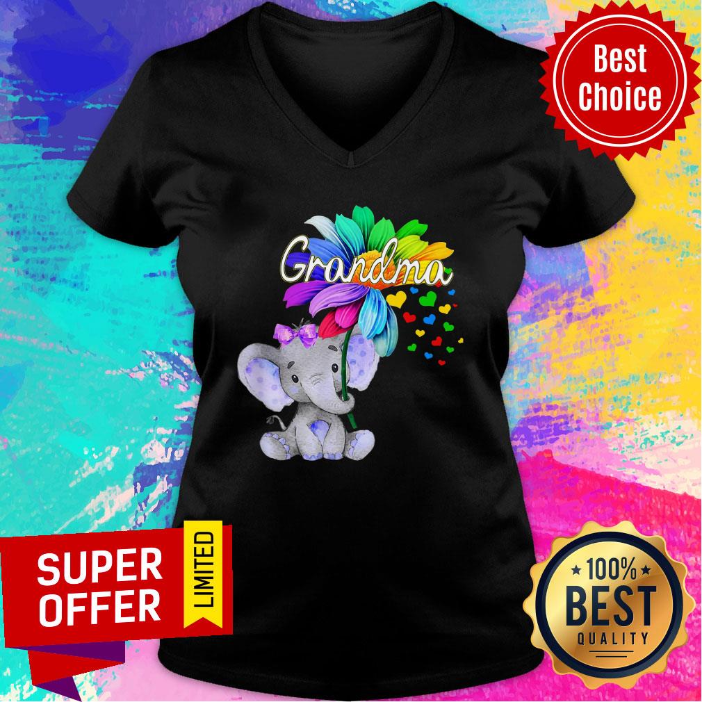 Elephant Grandma Flower Cute Heart Shirt - Image 3