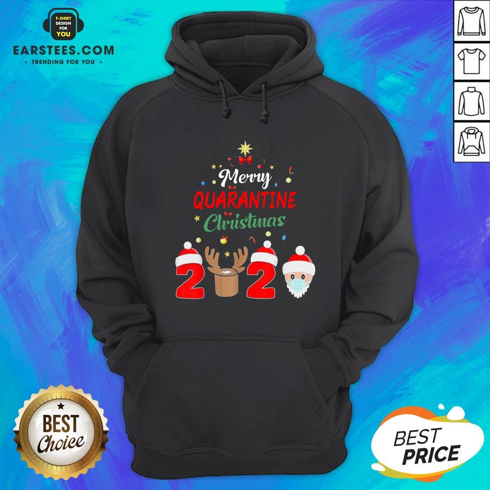 Funny Santa Claus And Reindeer Merry Quarantine Christmas Shirt - Image 2