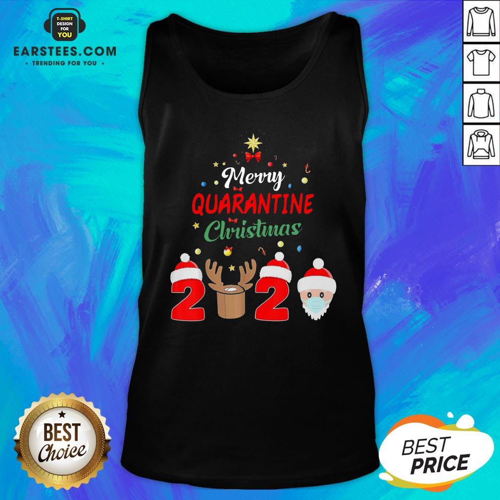 Funny Santa Claus And Reindeer Merry Quarantine Christmas Shirt - Image 4