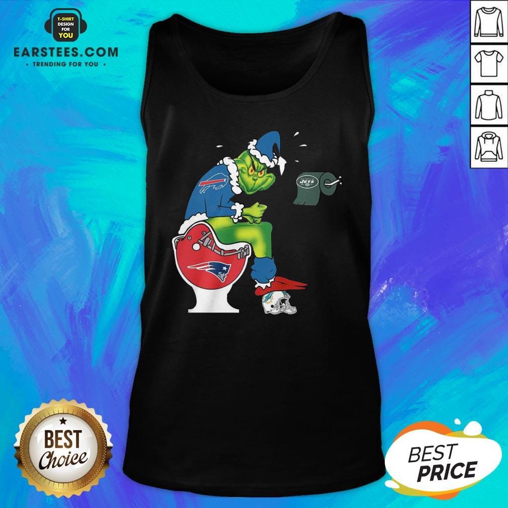 Good The Grinch Buffalo Bills Shit On Toilet New England Patriots Christmas Shirt - Image 4