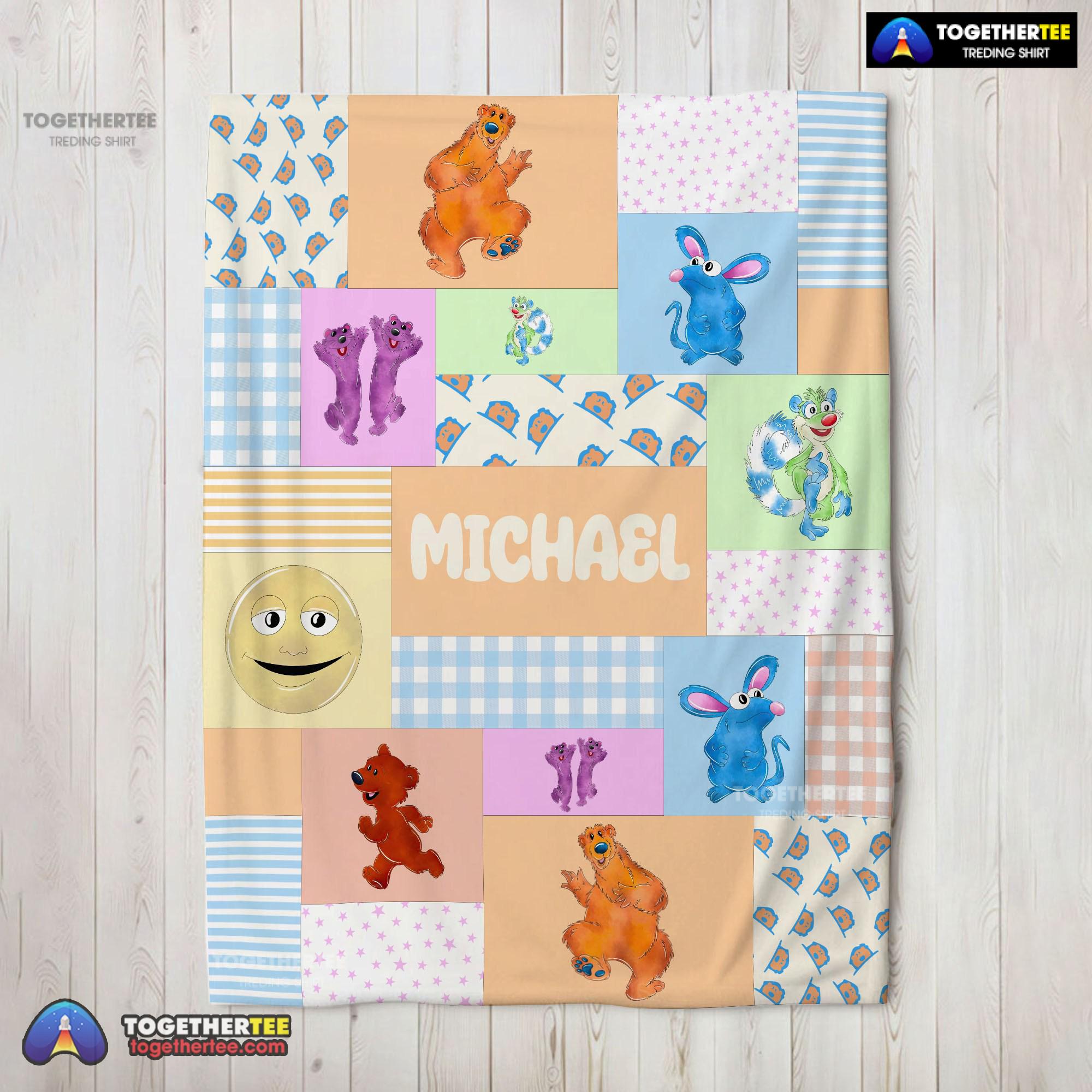 Official Bear In The Big Blue House Characters Patchwork Blanket Fleece Customized Blanket