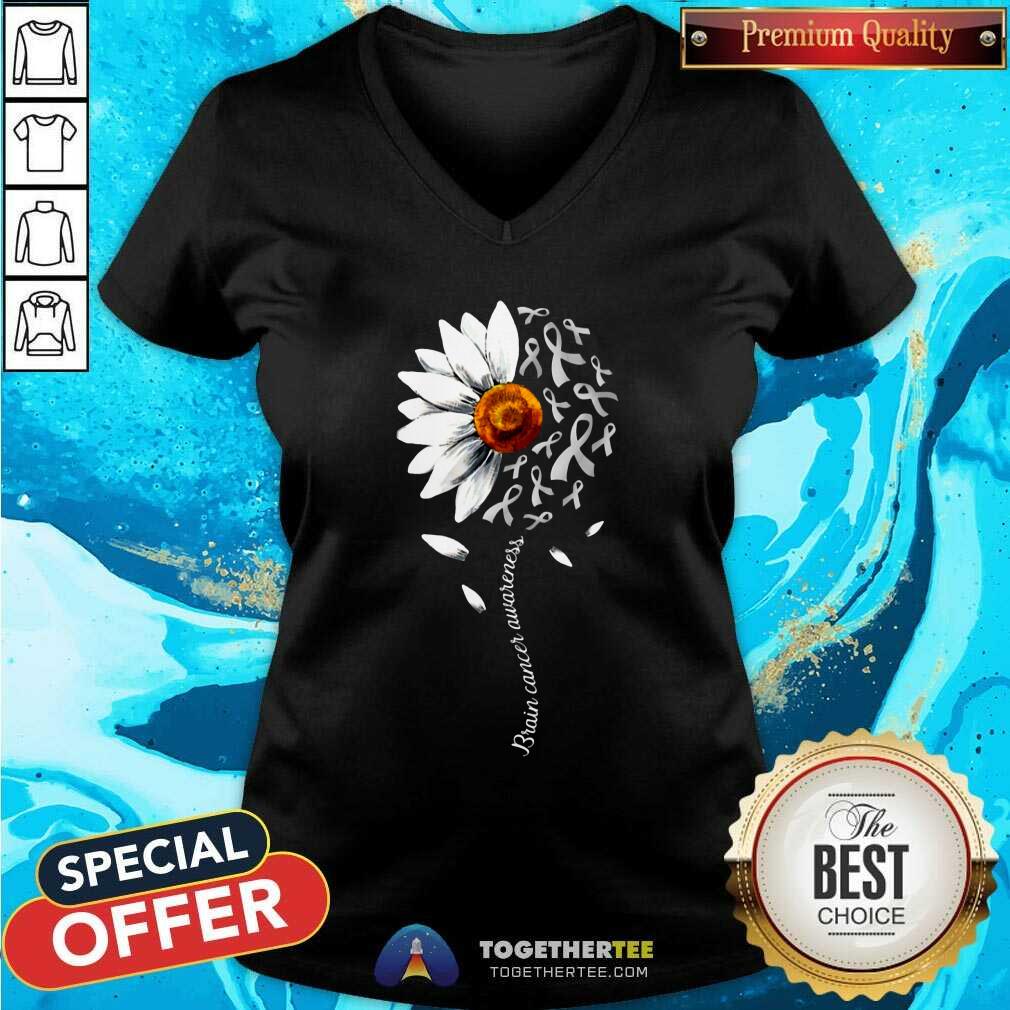 Brain Cancer Awareness Flower Shirt - Image 2
