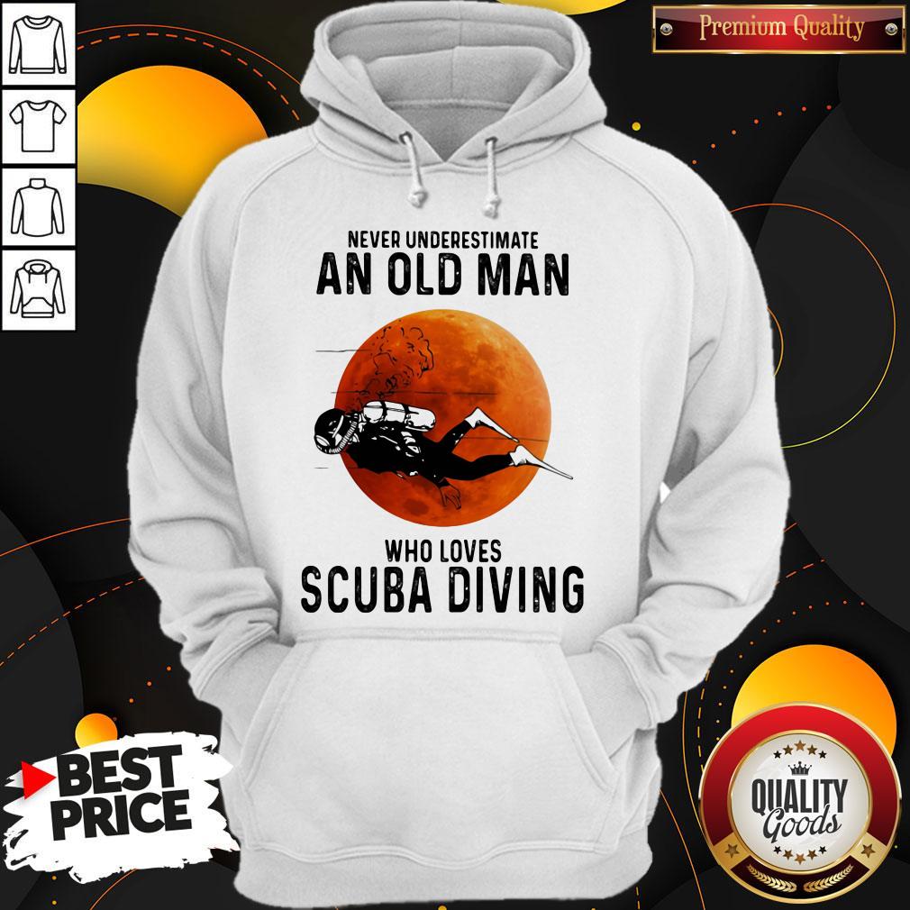 Nice Never Underestimate An Old Man Who Loves Scuba Diving Moon Shirt - Image 5