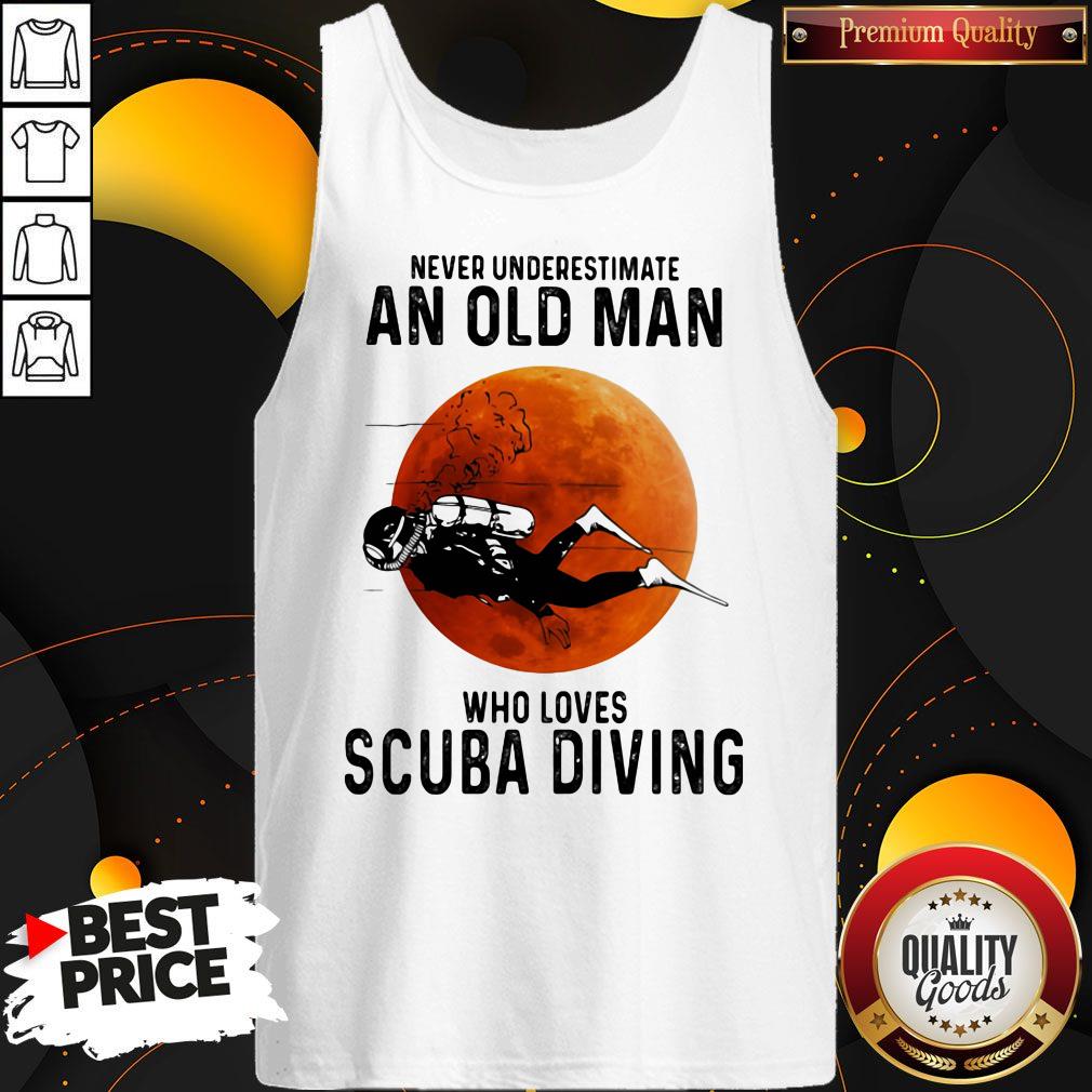 Nice Never Underestimate An Old Man Who Loves Scuba Diving Moon Shirt - Image 3
