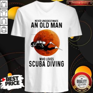 Alternative view of Nice Never Underestimate An Old Man Who Loves Scuba Diving Moon Shirt