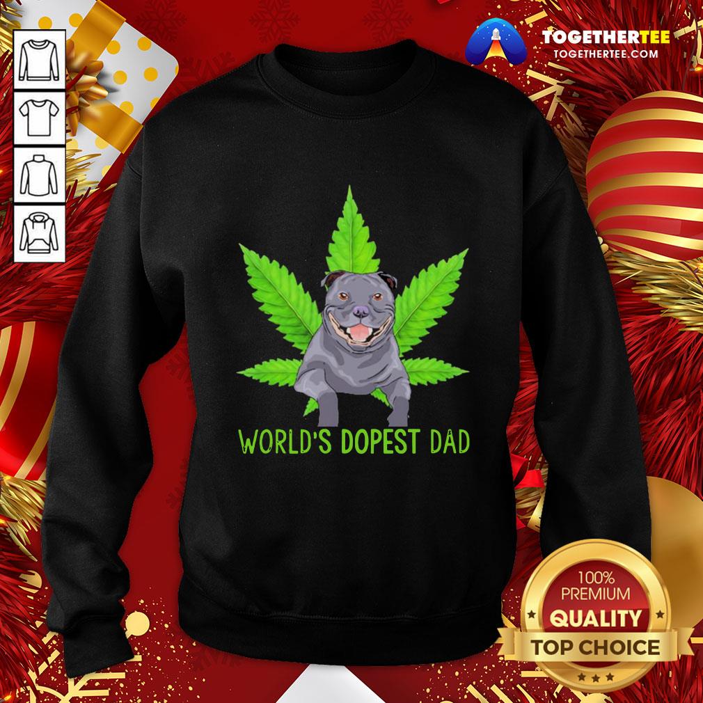 Great Weed Pitbull World’s Dopest Dad Shirt - Image 4