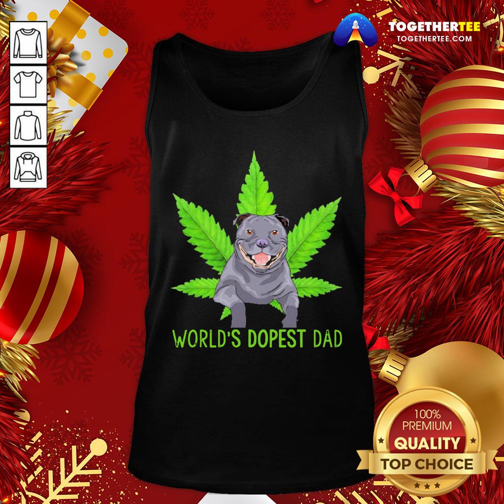 Great Weed Pitbull World’s Dopest Dad Shirt - Image 3