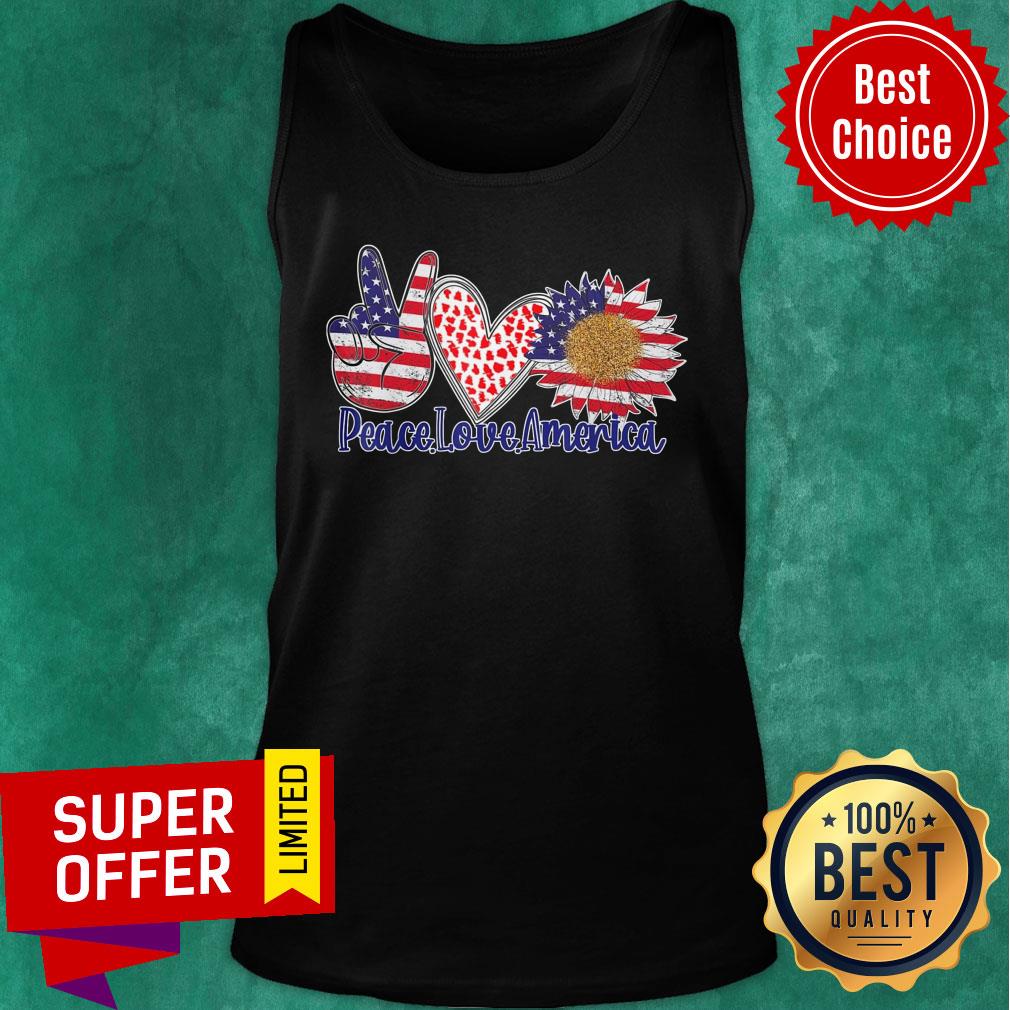 Peace Love America 4th July Patriotic Sunflower Heart Shirt - Image 4