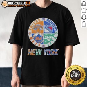 Awesome New York Knicks New York Mets New York Jets New York Rangers Mashup Logo T-Shirt
