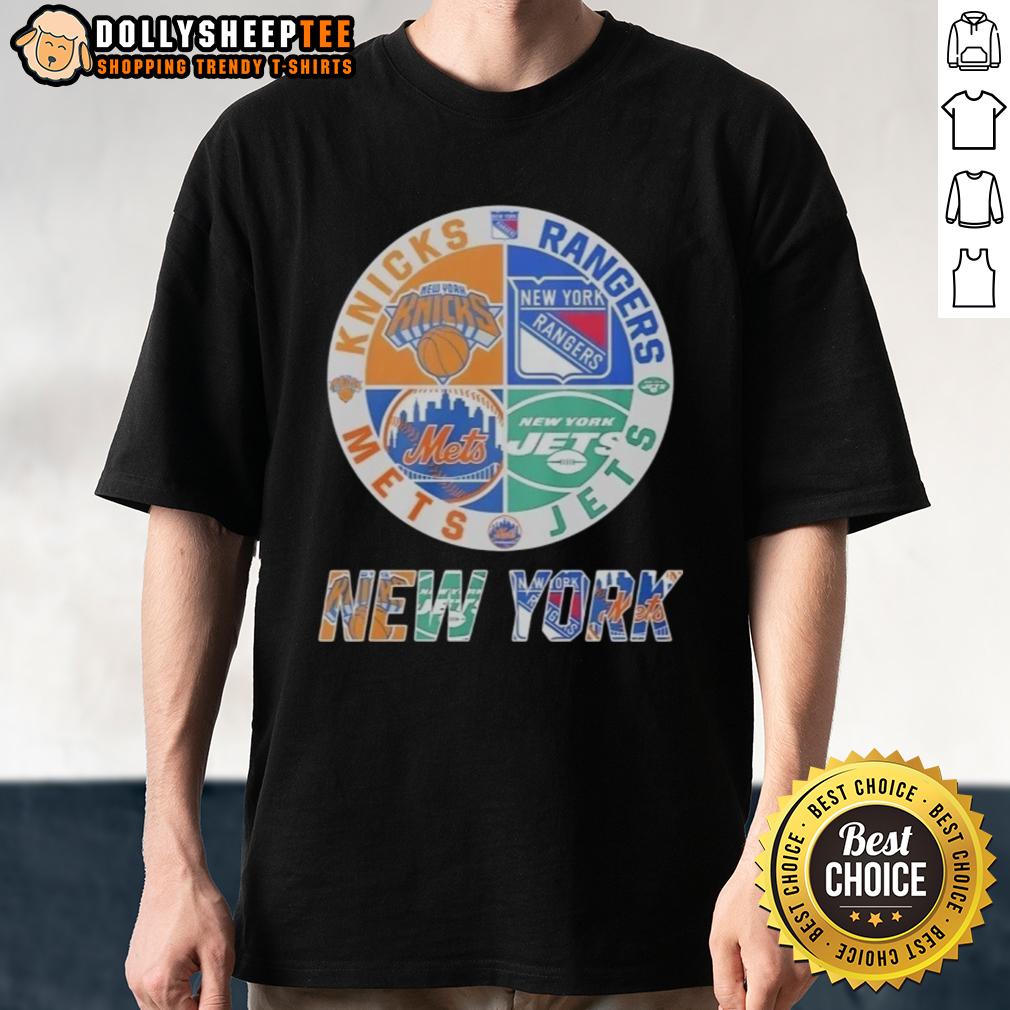 Awesome New York Knicks New York Mets New York Jets New York Rangers Mashup Logo T-Shirt