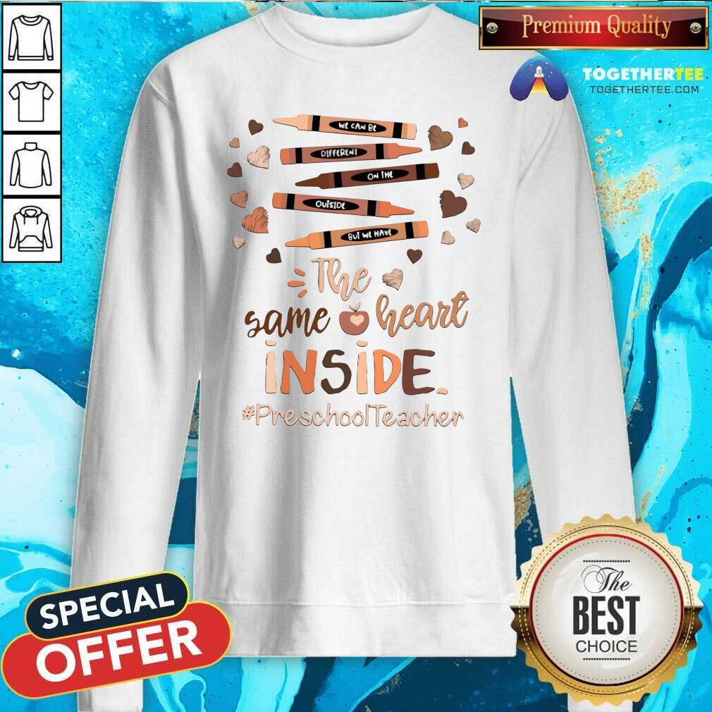 Cool The Same Heart Inside Preschool Teacher Crayon Shirt - Image 2