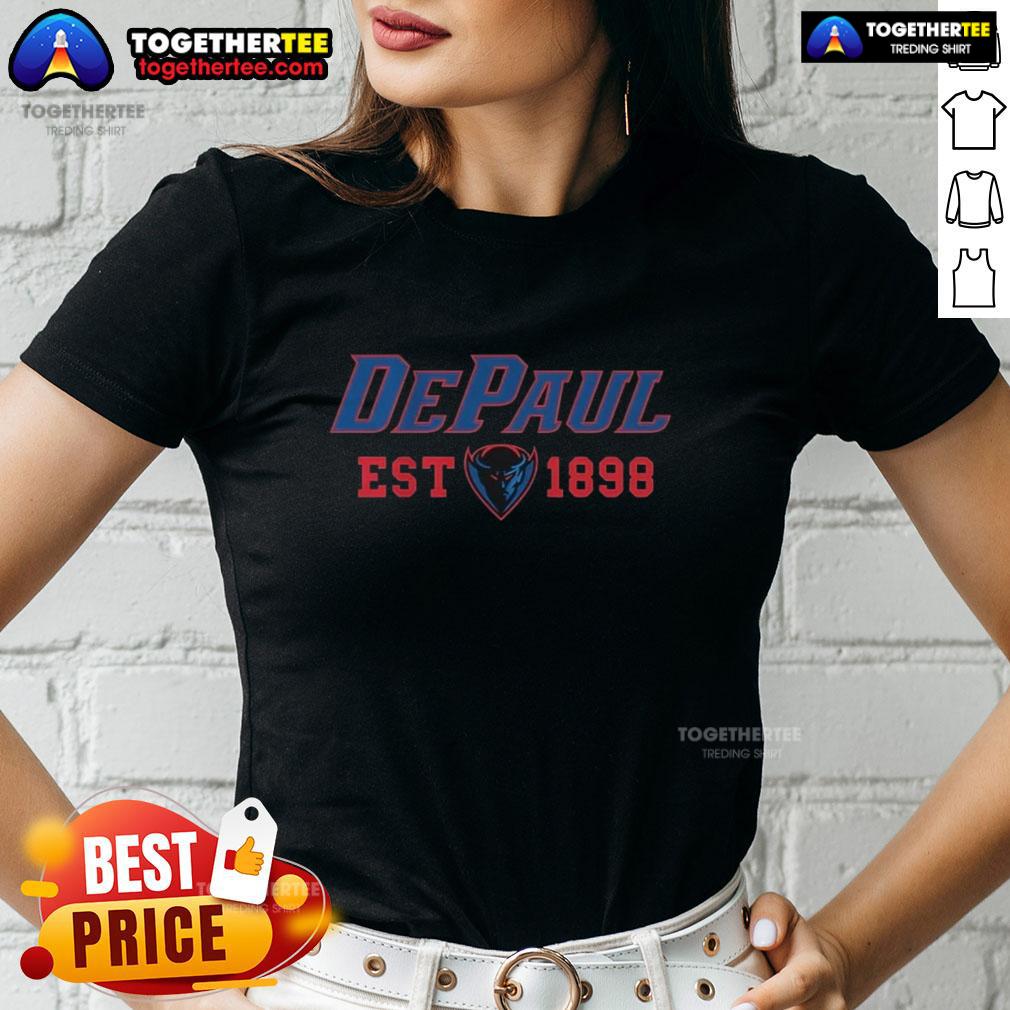 Awesome Depaul Blue Demons NCAA Basketball Established 1898 Logo T-Shirt - Image 3