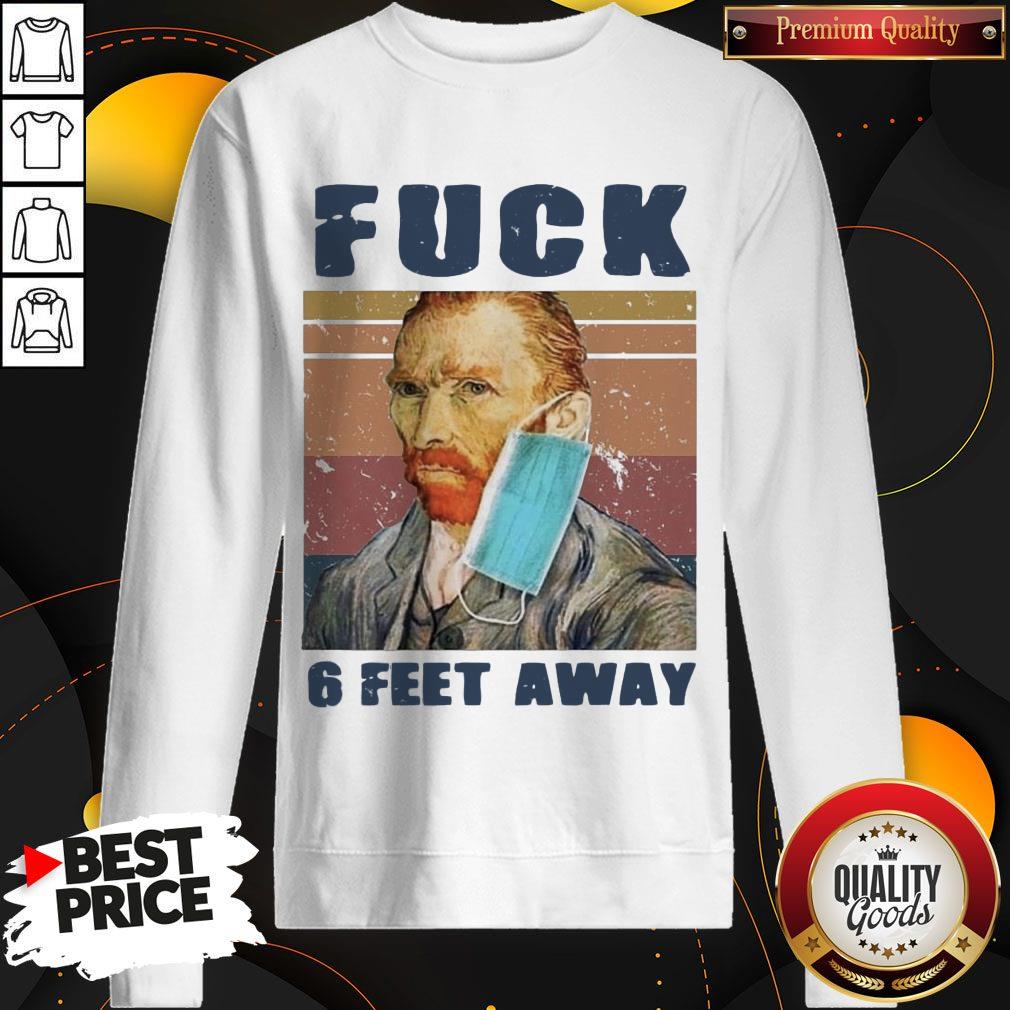 Van Gogh Face Mask Fuck 6 Feet Away Vintage Shirt - Image 4