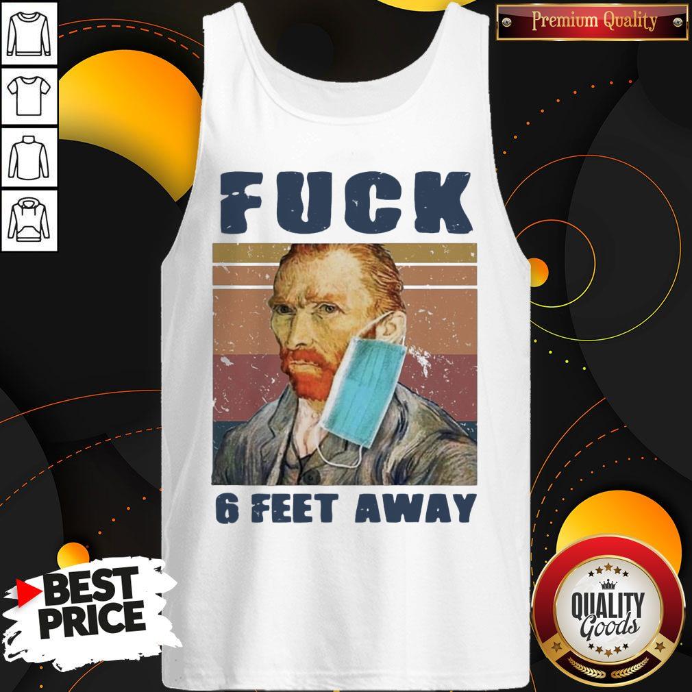 Van Gogh Face Mask Fuck 6 Feet Away Vintage Shirt - Image 3