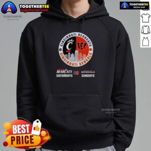Alternative view of Awesome Cincinnati Sports Bearcats Saturdays On Bengals Sundays Skyline T-Shirt