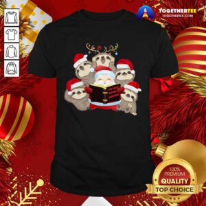 Pretty Santa And Sloth Reindeer The Night Before Christmas Shirt
