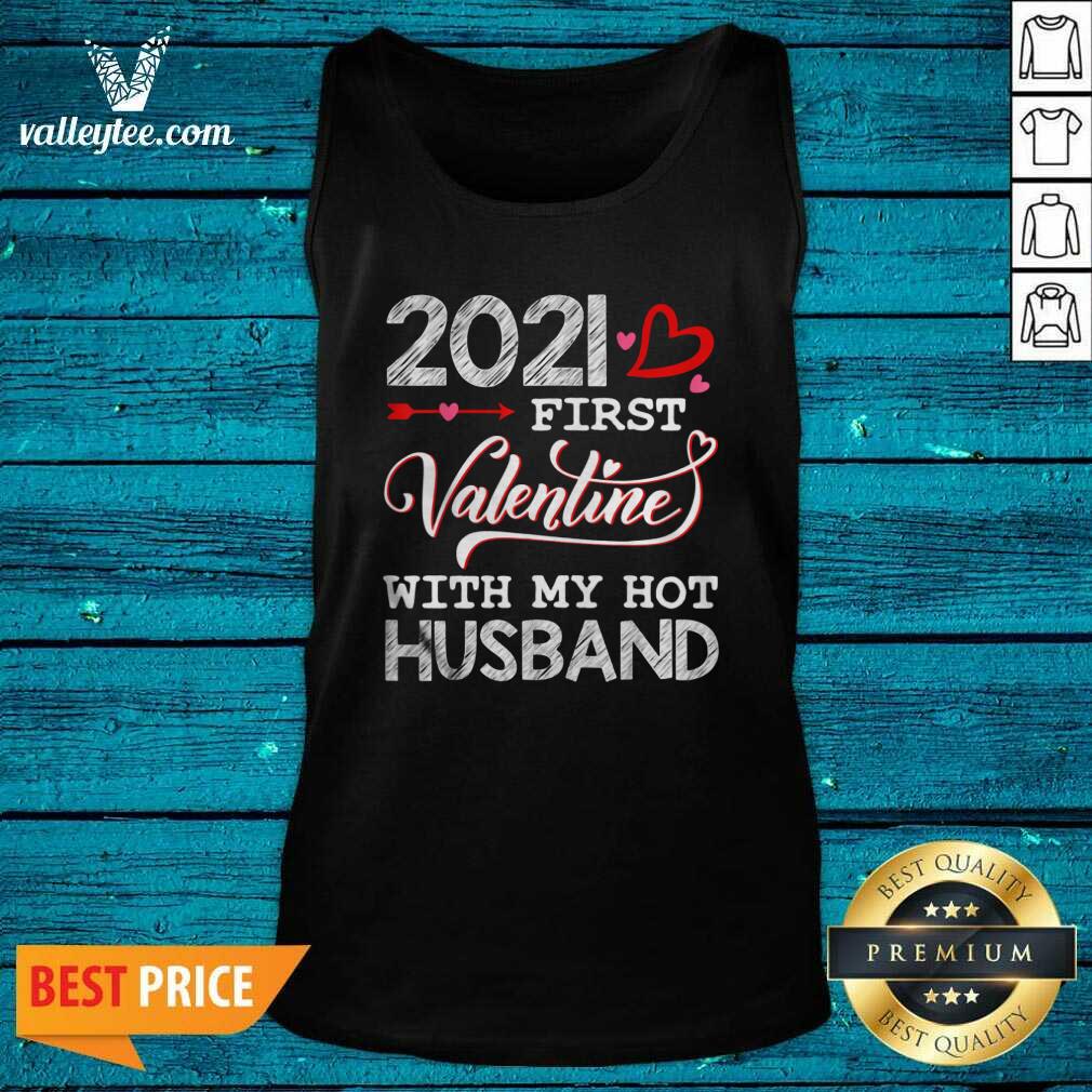 Lovely 2021 First Valentine With My Hot Husband Couple Shirt - Image 3