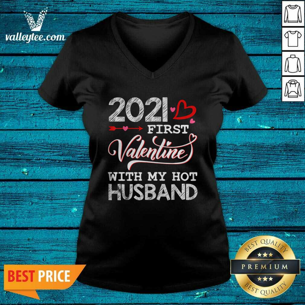 Lovely 2021 First Valentine With My Hot Husband Couple Shirt - Image 5