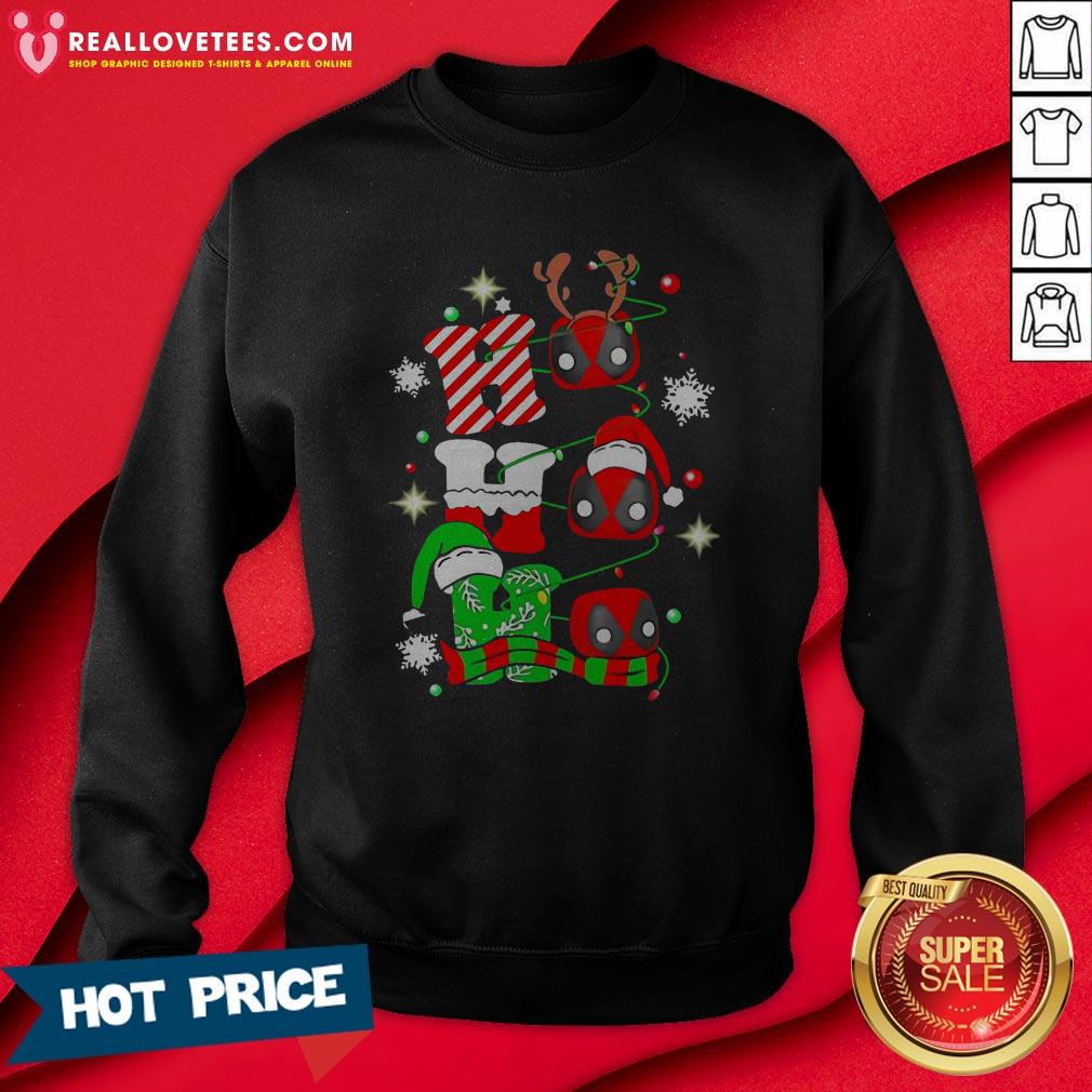 Sweet Deadpool Ho Ho Ho Merry Christmas Shirt - Image 4
