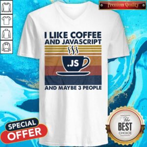 Alternative view of I Like Coffee And Javascript And Maybe Be 3 People Vintage Shirt