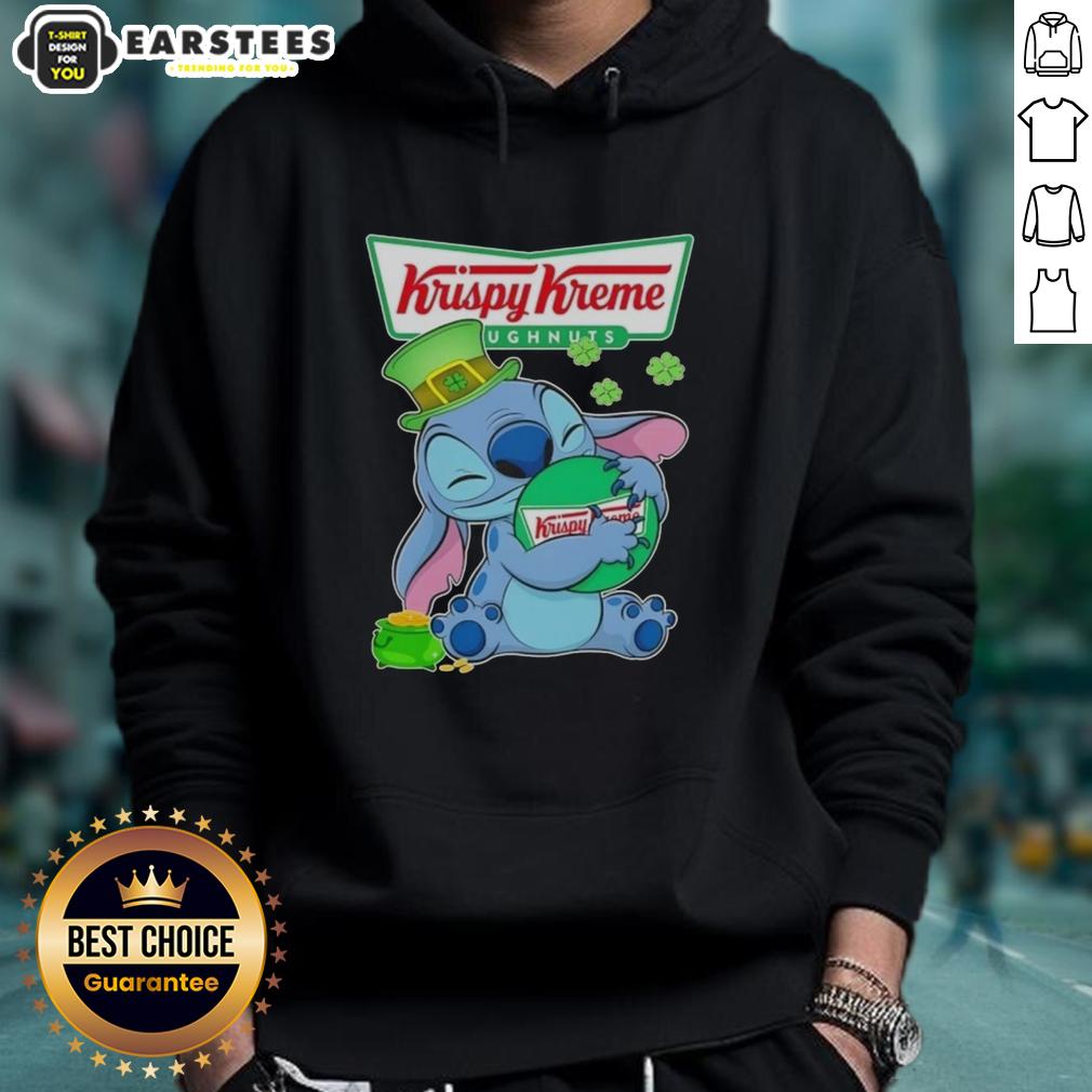 Cute Stitch Hug The Krispy Kreme Logo Happy Patrick's Day T-Shirt - Image 2