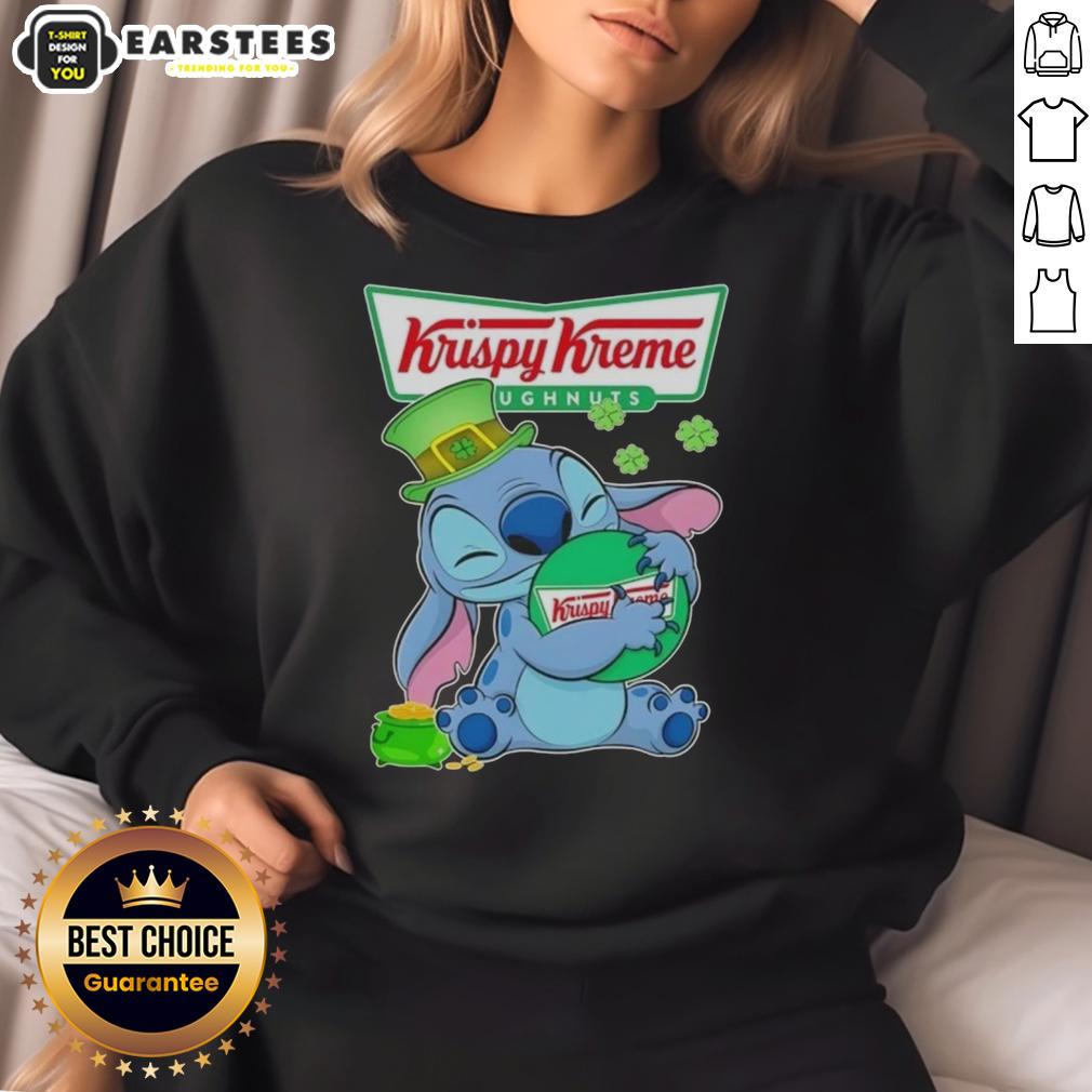 Cute Stitch Hug The Krispy Kreme Logo Happy Patrick's Day T-Shirt - Image 5