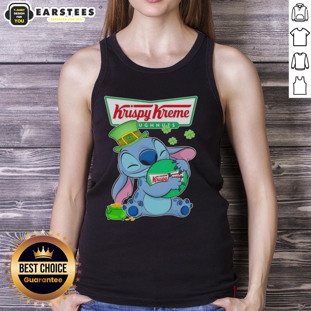 Cute Stitch Hug The Krispy Kreme Logo Happy Patrick's Day T-Shirt - Image 4