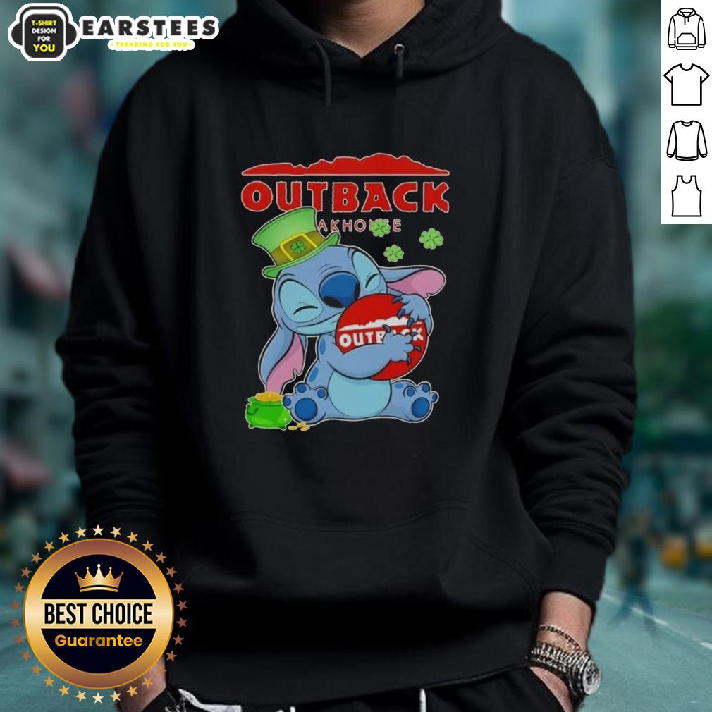 Cute Stitch Hug The Outback Steakhouse Logo Happy Patrick's Day T-Shirt - Image 2