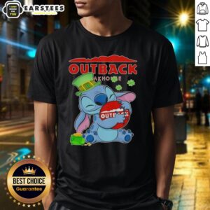 Cute Stitch Hug The Outback Steakhouse Logo Happy Patrick's Day T-Shirt