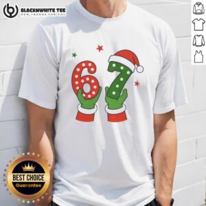 Nice Christmas 67 Six Seven Santa Claus Hands T-Shirt