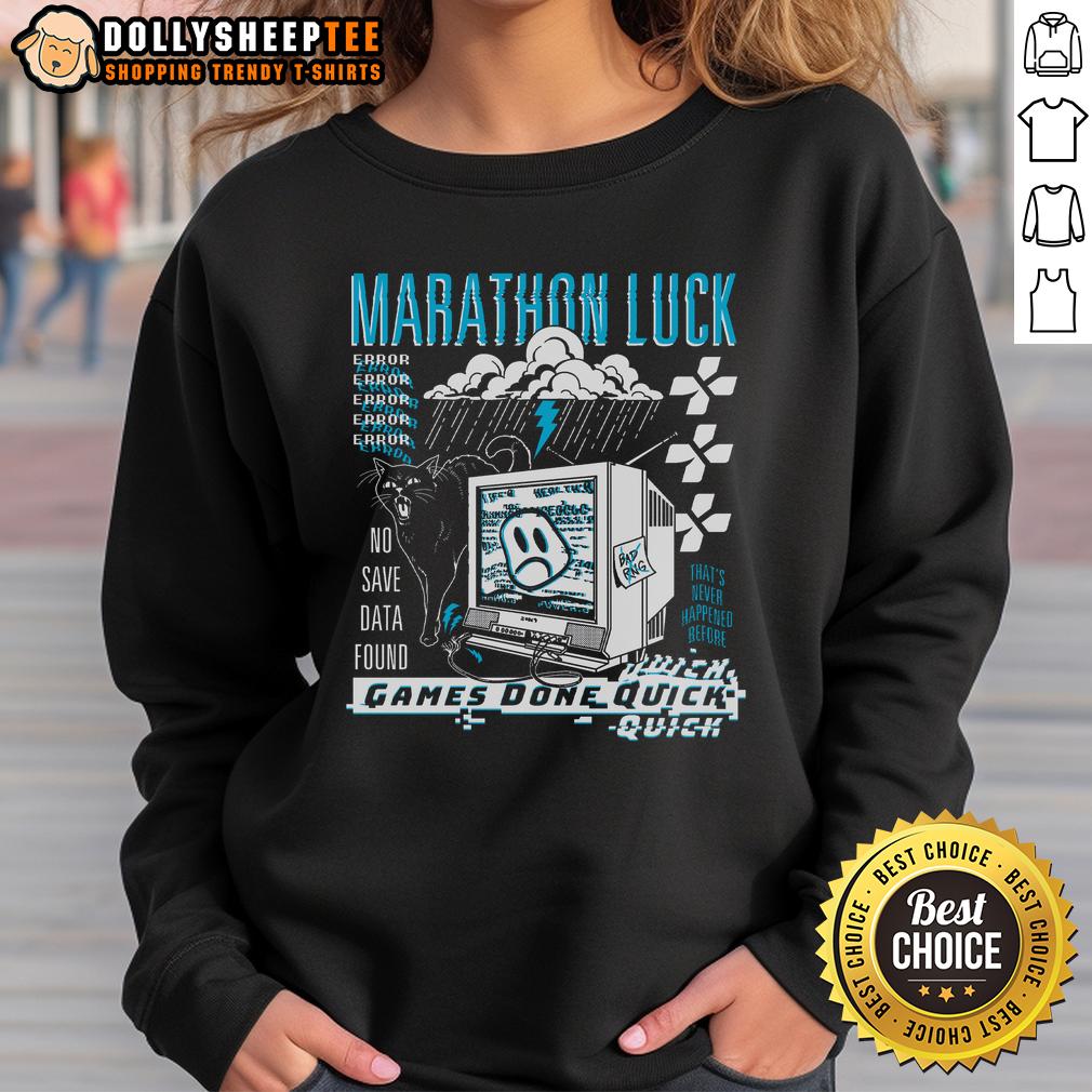 Top GDQ Marathon Luck Game Done Quick No Save Data Found T-Shirt - Image 5