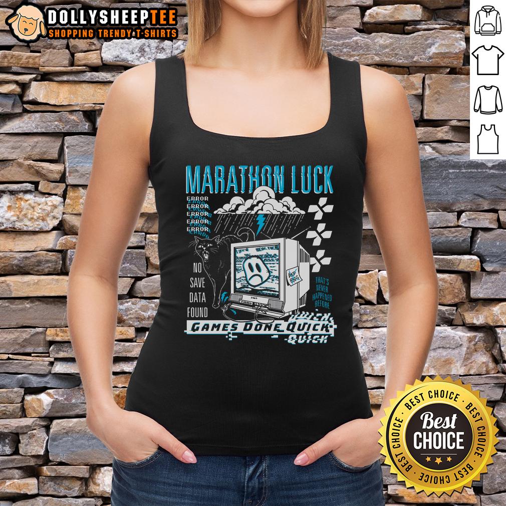 Top GDQ Marathon Luck Game Done Quick No Save Data Found T-Shirt - Image 4