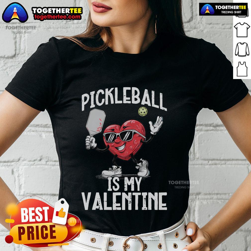 Top Pickleball Is My Valentine Heart Funny Valentine's Day T-Shirt - Image 3